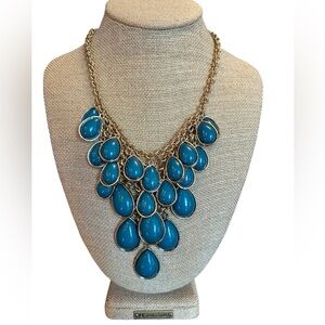 Teal Blue Teardrop Necklace